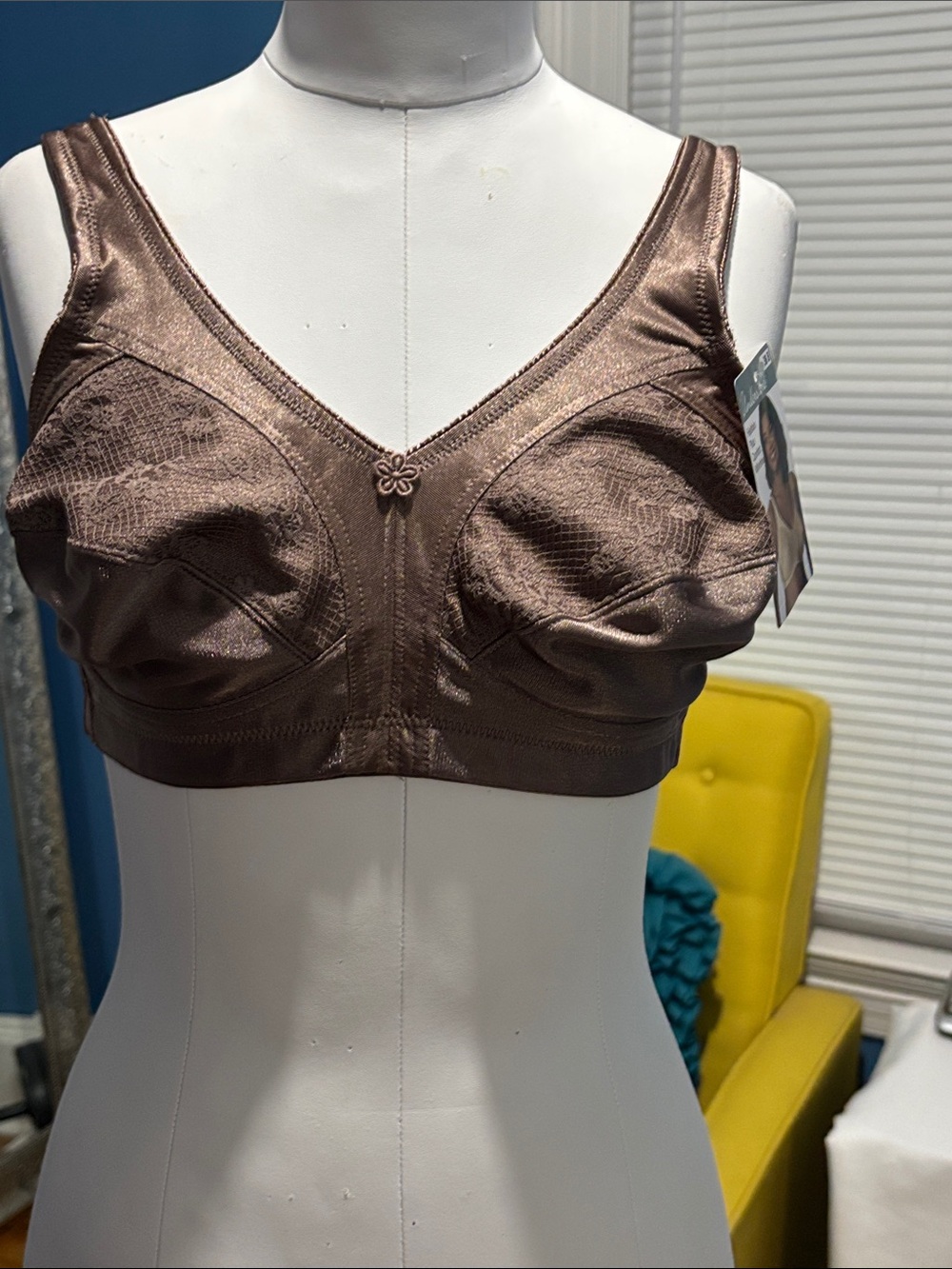 Lace-Accent Comfort Bra in Brown — Soft Support